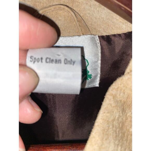 Vintage 80s Leather Jacket Sz S Tan Western Safari Whimsical Animal Patchwork - Picture 8 of 8